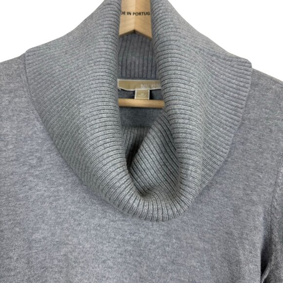 Michael Kors Cowl Neck Sweater Medium Long Sleeves Zipper Details Gray - Picture 2 of 10